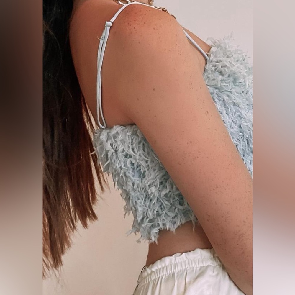 Crop Top Cami shaggy feather - Picture 2 of 3